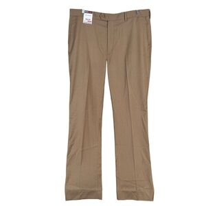 Roundtree & Yorke TravelSmart Pants Luxury Gabardine Mens 38x34 Khaki Flat Front